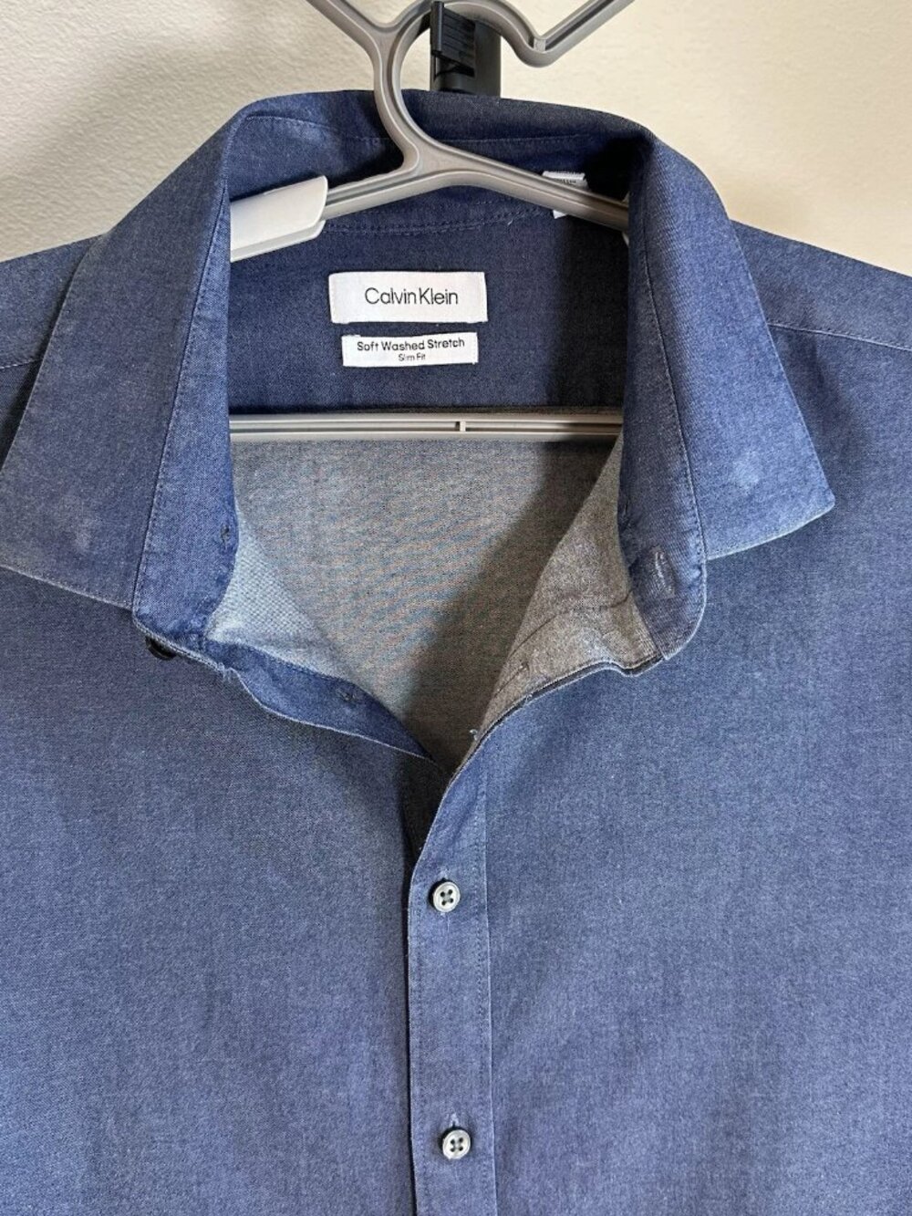 Calvin Klein Button-Down Shirt Men’s XL 17.5 34/35 Slim Fit Cotton Soft Wash - Picture 3 of 12